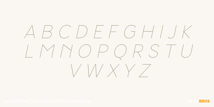 Luma Prime Thin Slant Font Poster #2