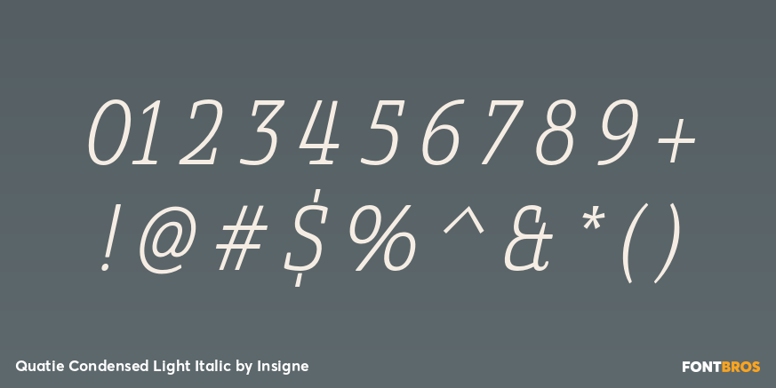 Quatie Condensed Light Italic Font Poster #1