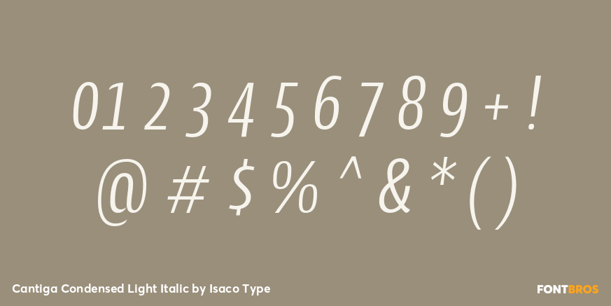 Cantiga Condensed Light Italic Font Poster #1