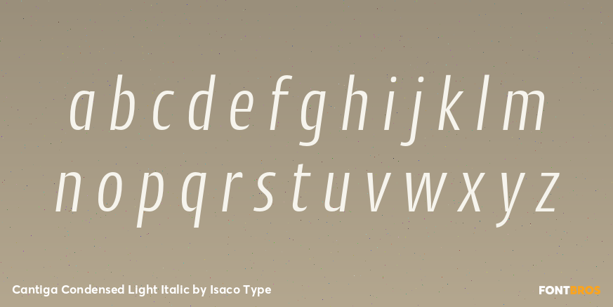 Cantiga Condensed Light Italic Font Poster #1