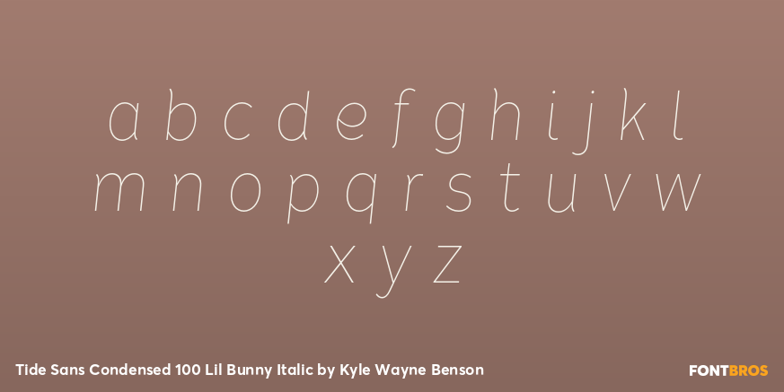 Tide Sans Condensed 100 Lil Bunny Italic Font Poster #3
