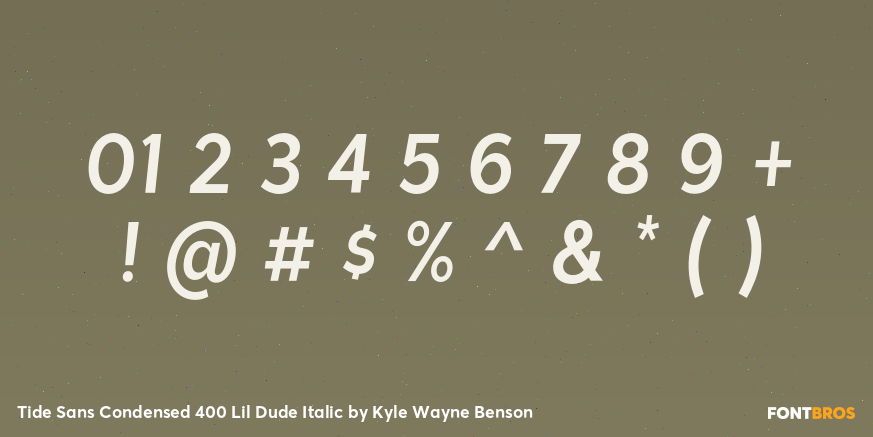 Tide Sans Condensed 400 Lil Dude Italic Font Poster #4