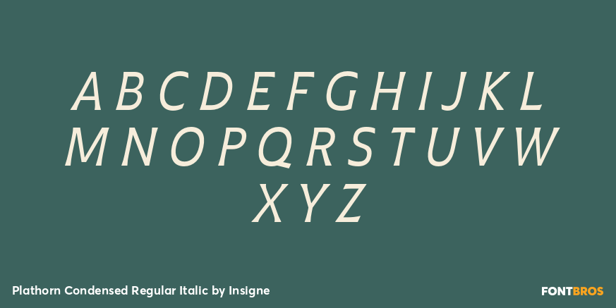 Plathorn Condensed Regular Italic Font Poster #1