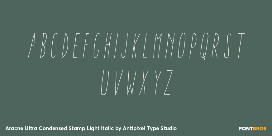 Aracne Ultra Condensed Stamp Light Italic Font Poster #2