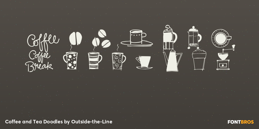 Coffee and Tea Doodles Font Poster #2