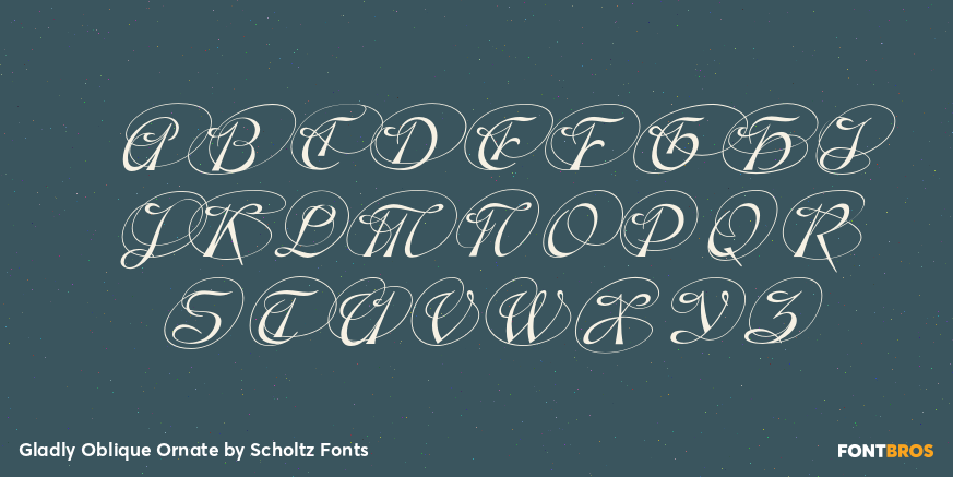 Gladly Oblique Ornate Font Poster #2