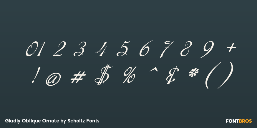 Gladly Oblique Ornate Font Poster #4