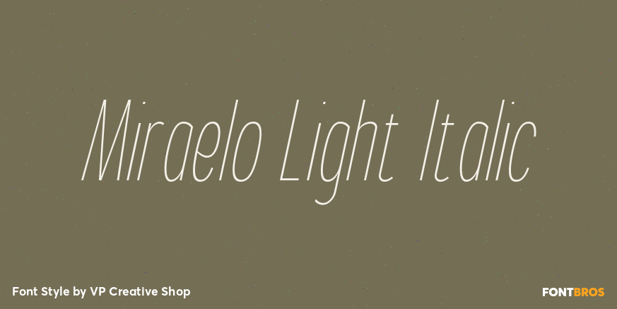Miraelo Light Italic Font Poster #1
