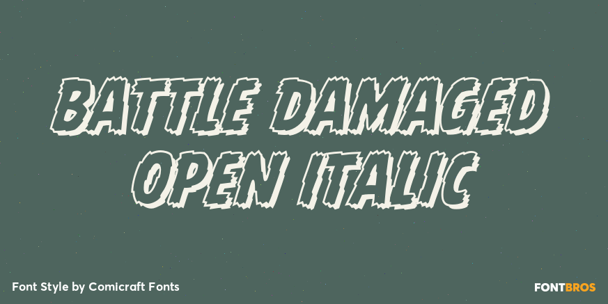 Battle Damaged Open Italic Font Poster #1