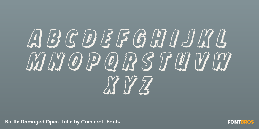 Battle Damaged Open Italic Font Poster #2
