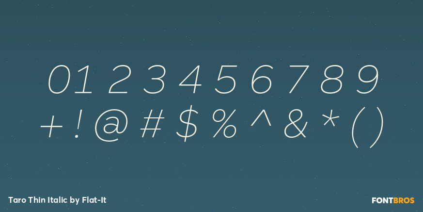 Taro Thin Italic Font Poster #4