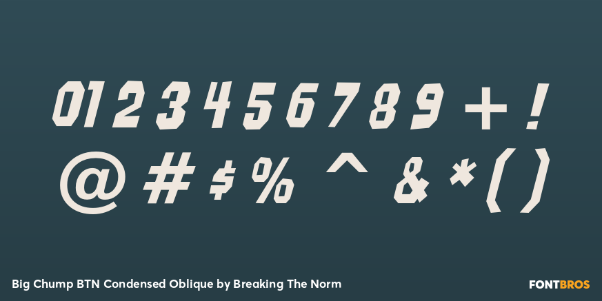 Big Chump BTN Condensed Oblique Font Poster #4