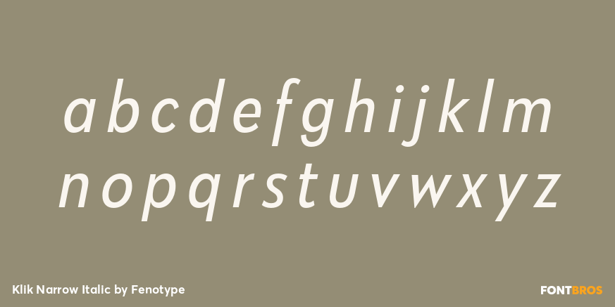 Klik Narrow Italic Font Poster #3