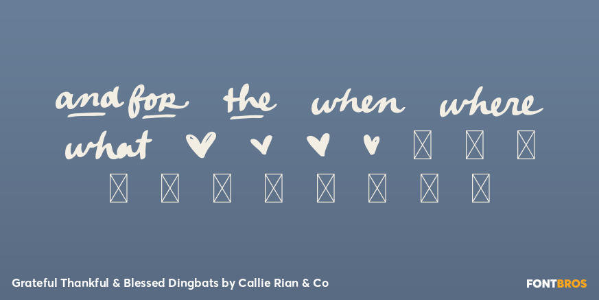 Grateful Thankful & Blessed Dingbats Font Poster #1