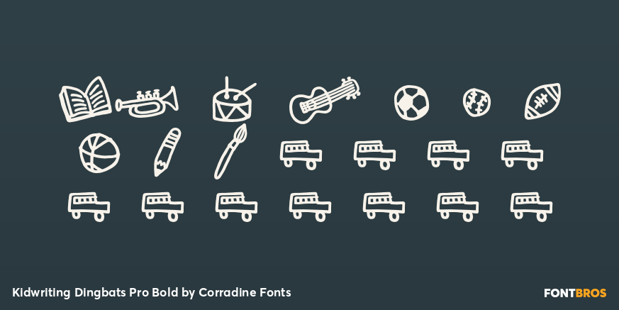 Kidwriting Dingbats Pro Bold Font Poster #1