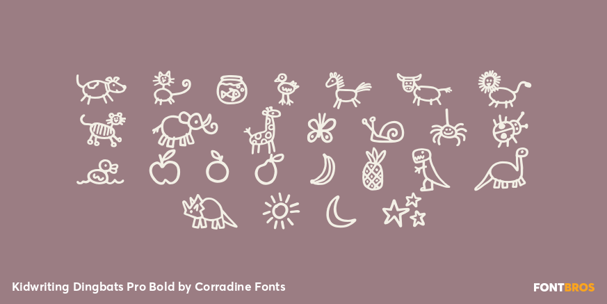 Kidwriting Dingbats Pro Bold Font Poster #1