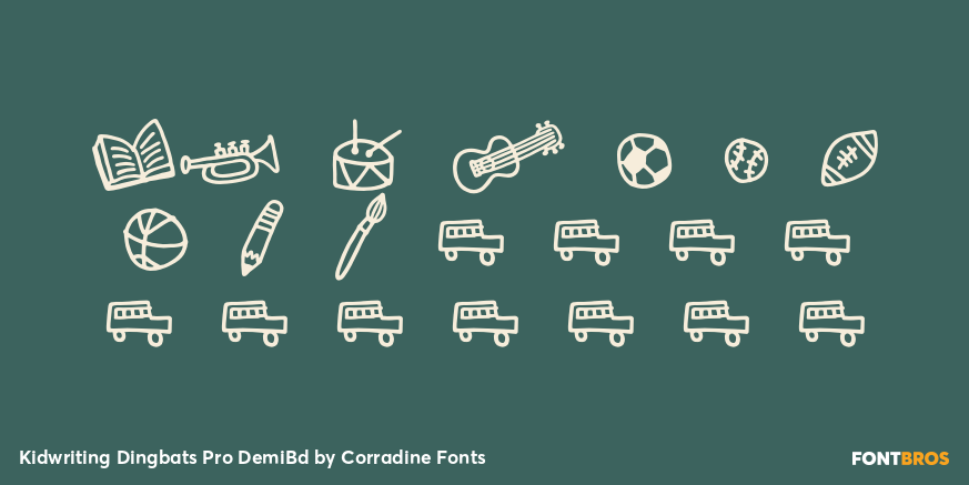Kidwriting Dingbats Pro DemiBd Font Poster #4