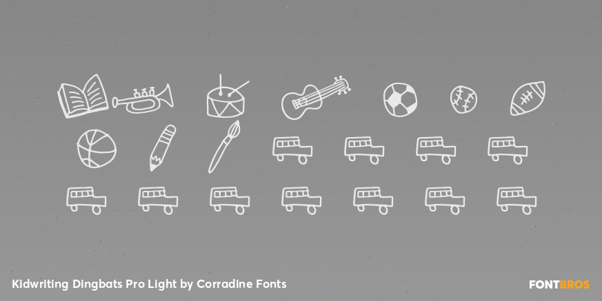 Kidwriting Dingbats Pro Light Font Poster #4