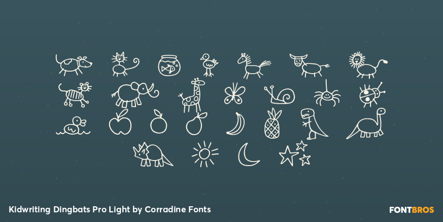 Kidwriting Dingbats Pro Light Font Poster #1