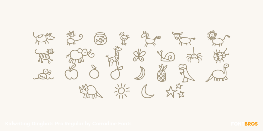 Kidwriting Dingbats Pro Regular Font Poster #2
