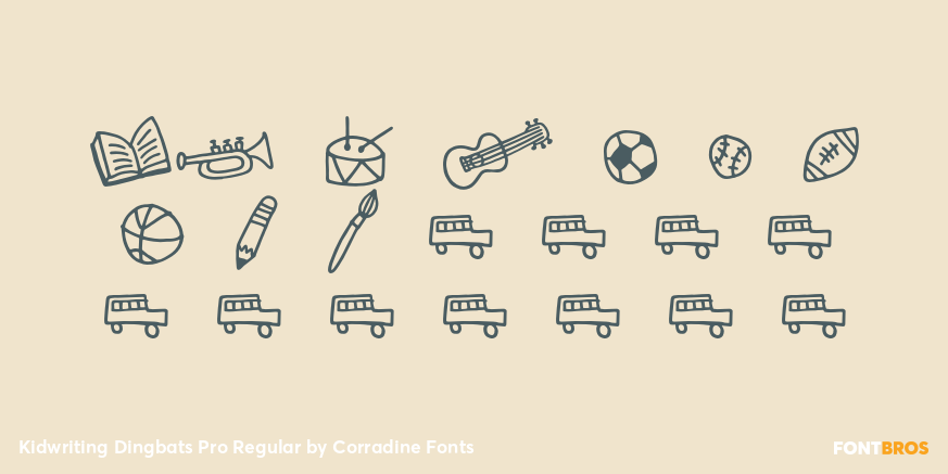 Kidwriting Dingbats Pro Regular Font Poster #4