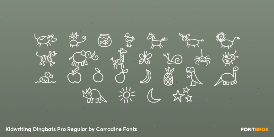 Kidwriting Dingbats Pro Regular Font Poster #1
