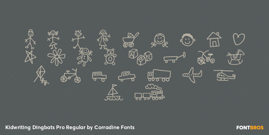 Kidwriting Dingbats Pro Regular Font Poster #1