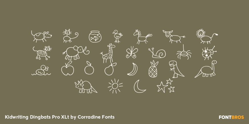 Kidwriting Dingbats Pro XLt Font Poster #2