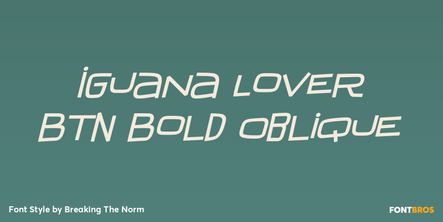Iguana Lover BTN Bold Oblique Font Poster #1