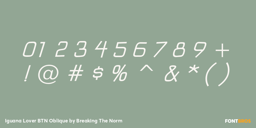Iguana Lover BTN Oblique Font Poster #1
