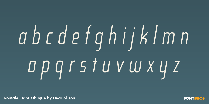 Postale Light Oblique Font Poster #3