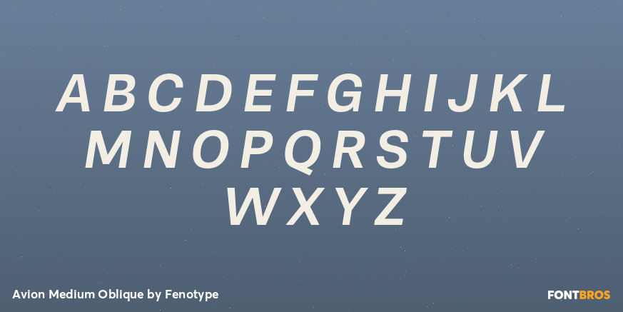 Avion Medium Oblique Font Poster #2