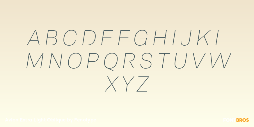 Avion Extra Light Oblique Font Poster #1
