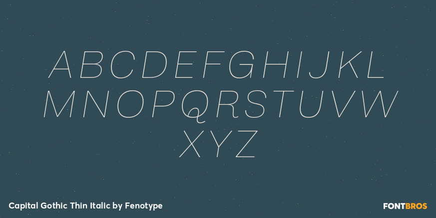 Capital Gothic Thin Italic Font Poster #2