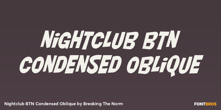 Nightclub BTN Condensed Oblique Poster