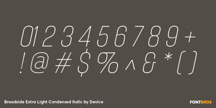 Broadside Extra Light Condensed Italic Font Poster #1