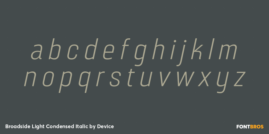 Broadside Light Condensed Italic Font Poster #1