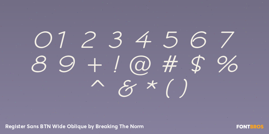 Register Sans BTN Wide Oblique Font Poster #1