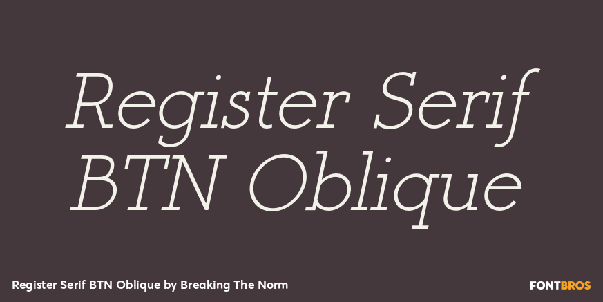 Register Serif BTN Oblique Font Poster #1