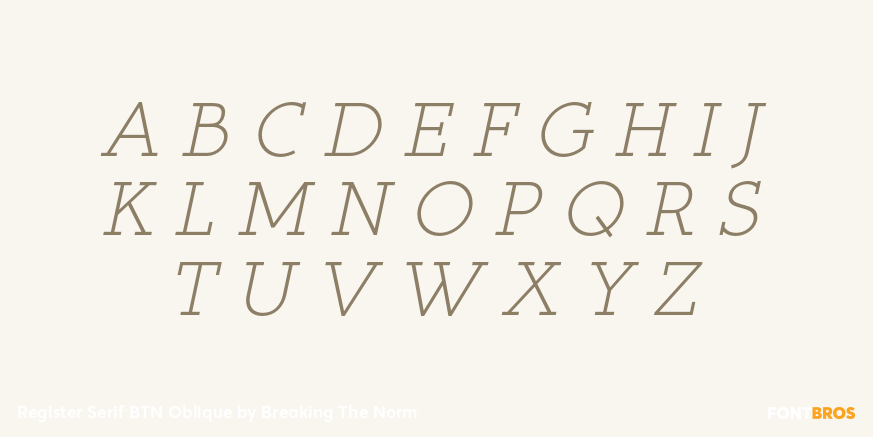 Register Serif BTN Oblique Font Poster #2