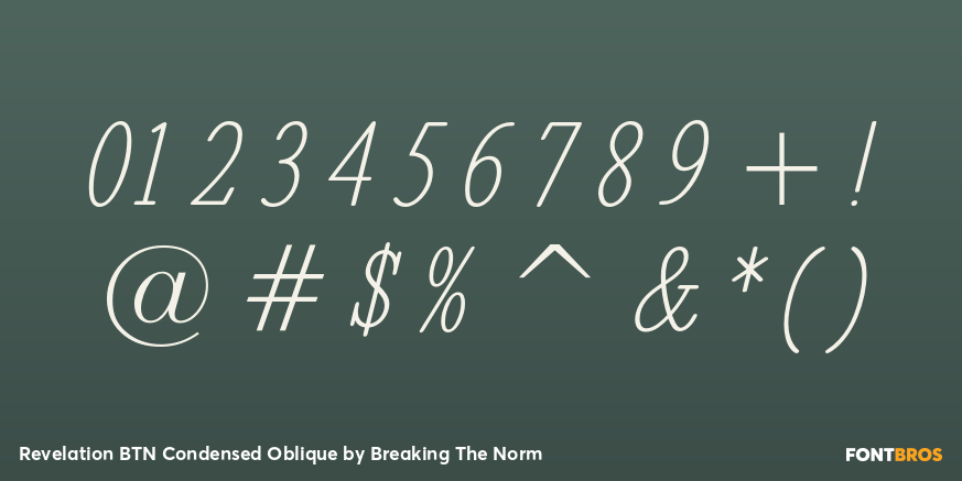 Revelation BTN Condensed Oblique Font Poster #1