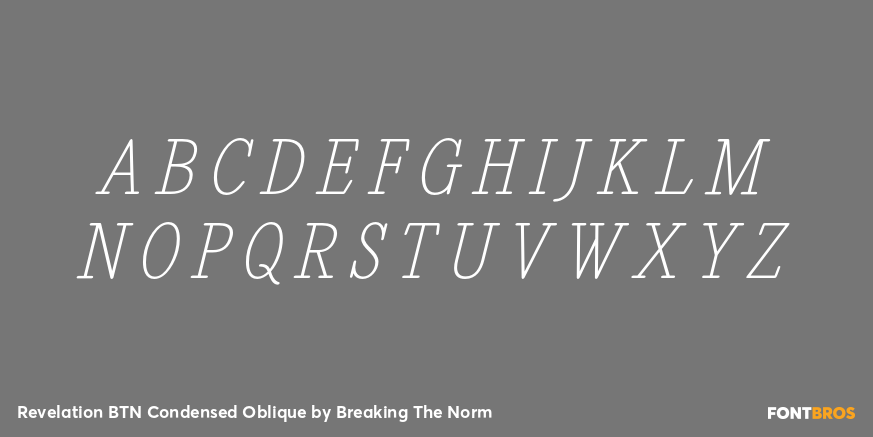 Revelation BTN Condensed Oblique Font Poster #1