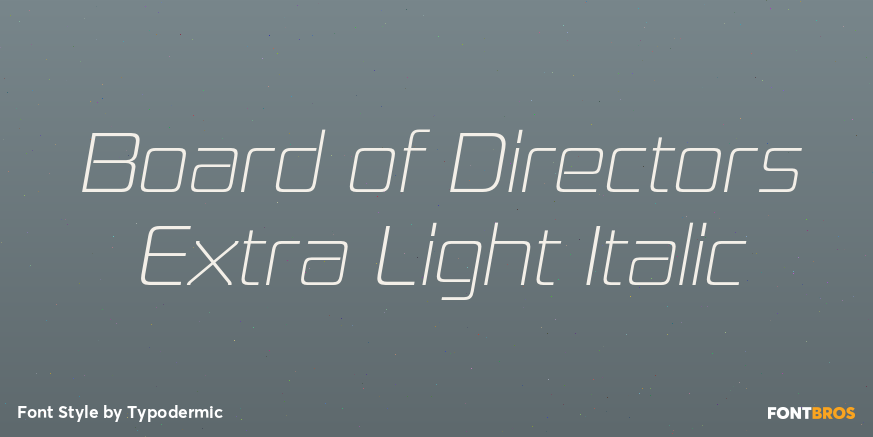 Board of Directors Extra Light Italic Font Poster #1