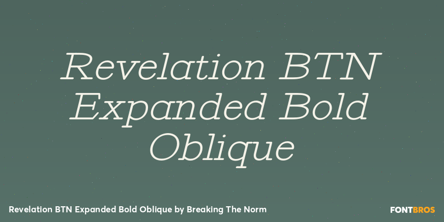 Revelation BTN Expanded Bold Oblique Font Poster #1