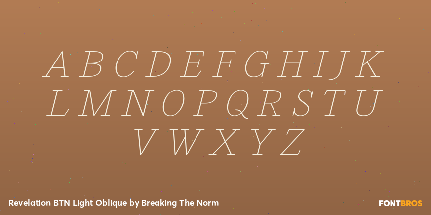 Revelation BTN Light Oblique Font Poster #2