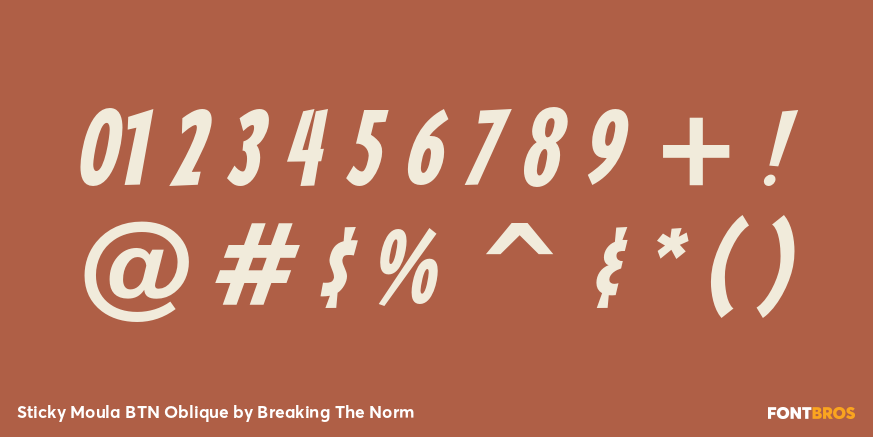 Sticky Moula BTN Oblique Font Poster #1