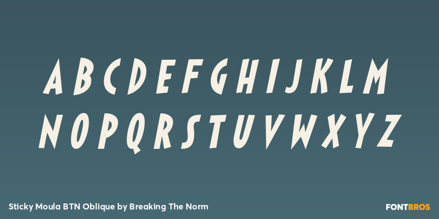Sticky Moula BTN Oblique Font Poster #2