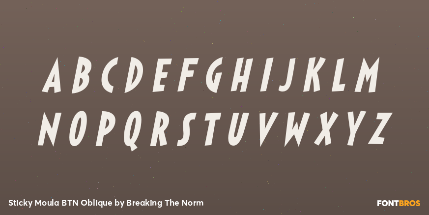 Sticky Moula BTN Oblique Font Poster #1