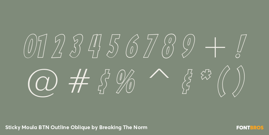 Sticky Moula BTN Outline Oblique Font Poster #1