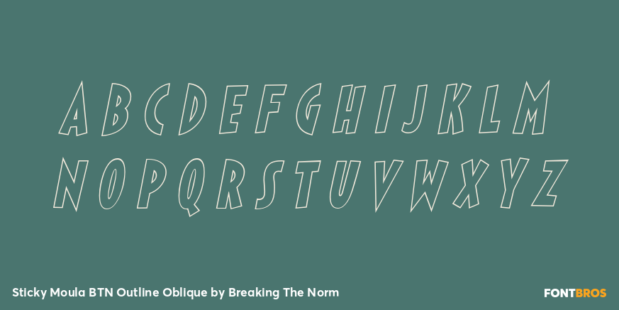 Sticky Moula BTN Outline Oblique Font Poster #2